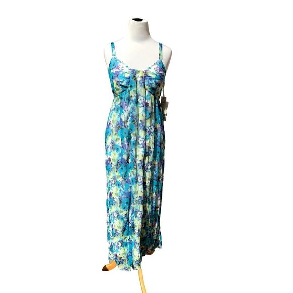 VASNA DESIRE LADIES BLUE MULTI COLORED MAXI DRESS FLOWY LINED SIZE SMALL - Picture 7 of 7